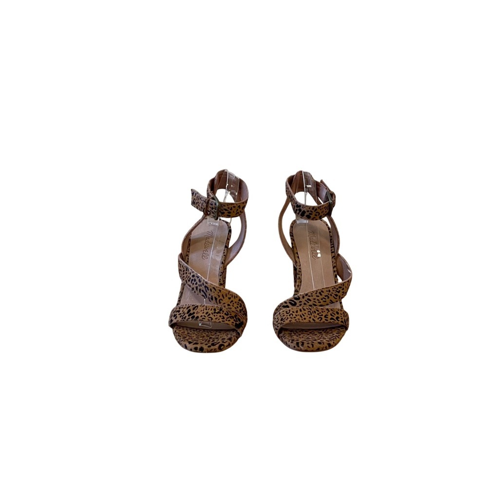 Madewell The Liv Leopard Print Calf‎ Hair Ankle Strap High Heel Sandals Size 9